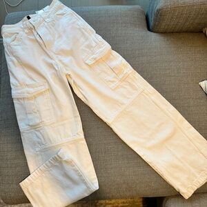 White cargo pants high rise